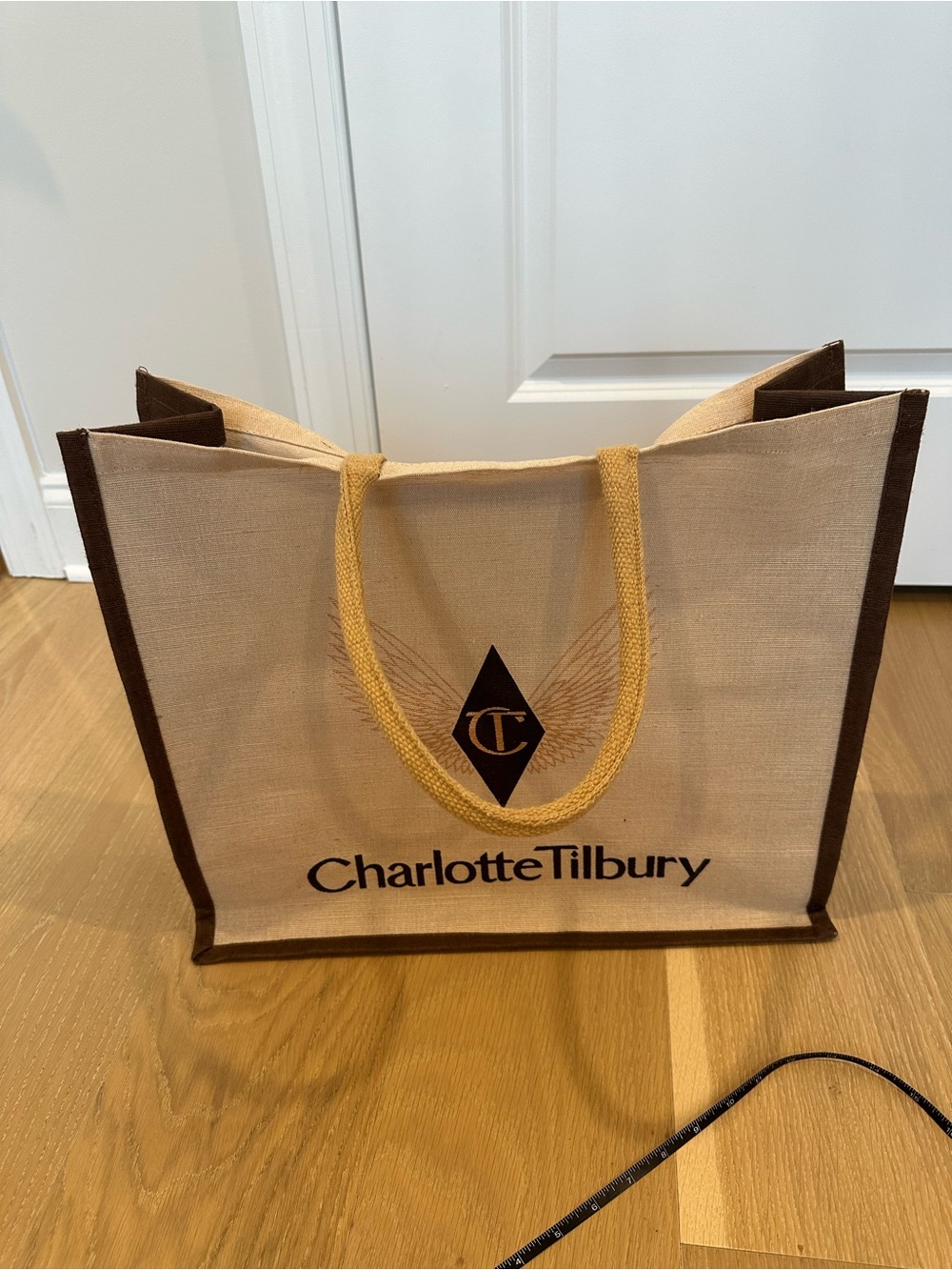 Charlotte Tilbury Wool Woven Brown Large Square Tote Bag Carry On Grocery Travel - Picture 12 of 12